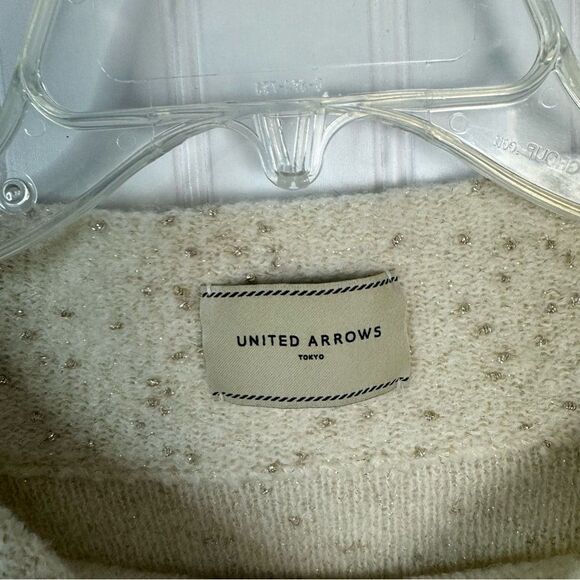 United Arrows Sweater Beaded Embellished Cream Long Sleeve Cozy Women - Picture 11 of 12